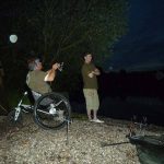 Outdoor fishing with Trekinetic K2 manual wheelchair.